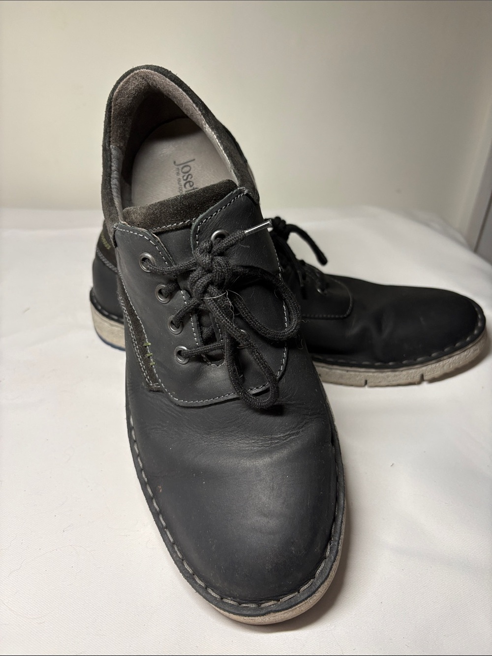 Josef Seibel Black Leather Lace-up Sneaker Size 44
